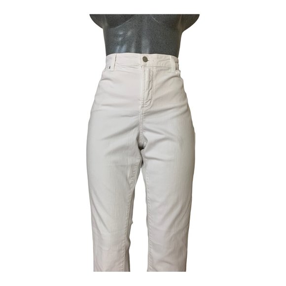 NYDJ Ankle Womens Jeans Tag 16 White Straight Cropped High-Rise W34xL27 Denim - Picture 1 of 12